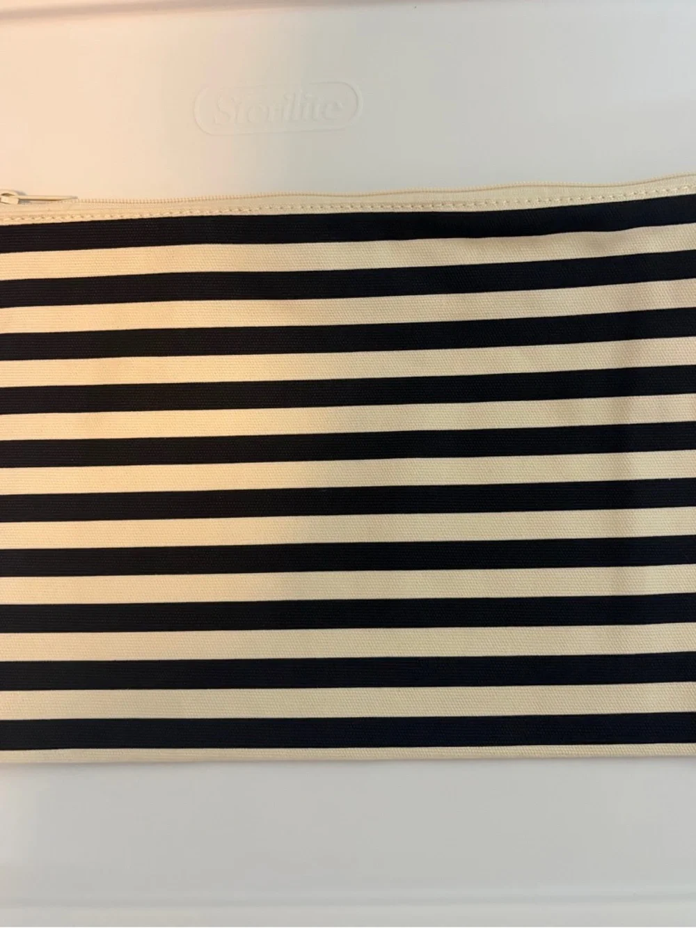 Lands' End Canvas Navy & Cream pouch-NWOT